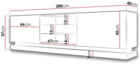 TV skrinka/stolík Aura 2 (biela + biela lesklá). Vlastná spoľahlivá doprava až k Vám domov. 1121719