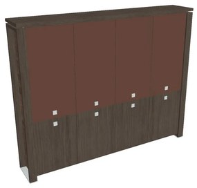 Vysoká skriňa Verno+ 260 x 46 x 210 cm, kombinované dvere, dub antracit / hnedá