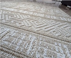 HU Béžový pruhovaný koberec Boho 881-B Rozmer: 80x150 cm
