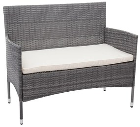 Záhradná súprava 2 kresiel, pohovky a stolíka HWC-F55 - sivá, krémové vankúše