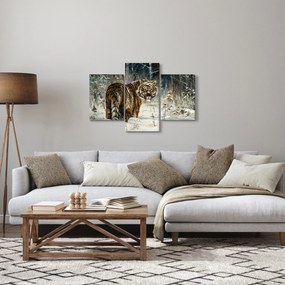 Obraz - Tiger v zasneženom lese, olejomaľba (90x60 cm)