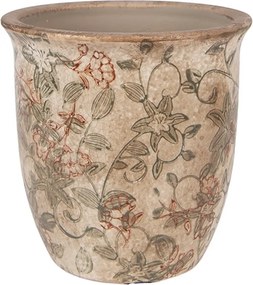 Béžový keramický obal na kvetináč s kvetmi Margaus S - Ø 13*13 cm