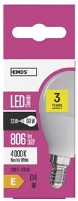 EMOS LED žiarovka Classic Mini Globe, E14, 8W, neutrálna biela