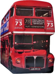 Nástenná kovová ceduľa červený poschodový autobus - 60*1*80 cm