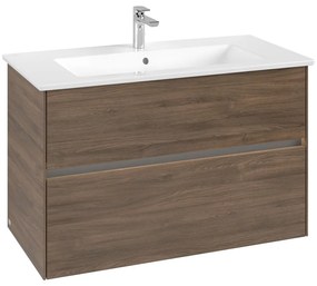 VILLEROY &amp; BOCH Collaro závesná skrinka pod umývadlo, 2 zásuvky, s LED osvetlením, 961 x 480 x 610 mm, Arizona Oak, C145B0VH