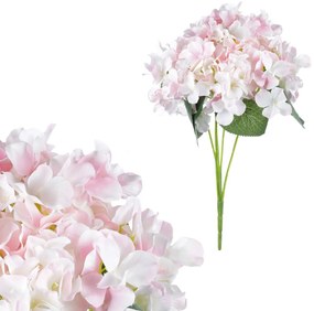 Puget hortenzií, 5 kvetov, 25 x 38 x 25 cm, ružovo-biela