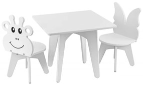 Baby-raj Hranatý stôl a 2 stoličky (žirafa+motýľ)