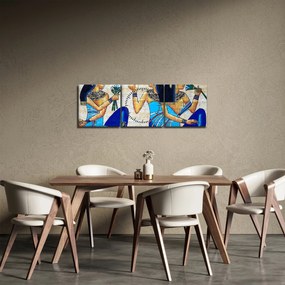 Obraz - Egyptské maľby (s hodinami) (90x30 cm)