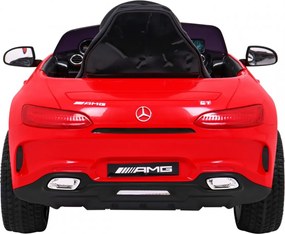 Ramiz Mercedes Benz GT batéria pre deti Červená + diaľkové ovládanie + pomalý štart + MP3 LED