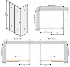 Mexen Apia sprchový kút 145x80 cm, priehľadný, chróm, 840-145-080-01-00