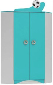 Šatníková skriňa FUTBAL - TYP B - tyrkysová/biela