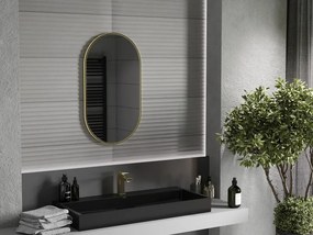 Mexen Loft oválne kúpeľňové zrkadlo 80 x 45 cm, zlatý rám - 9851-080-045-000-50