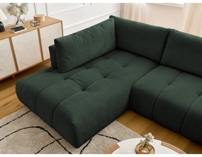 Zelená rozkladacia/s úložným priestorom rohová pohovka (ľavý roh/do tvaru "U") Fuji – Bobochic Paris