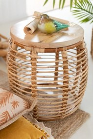 Prírodný ratanový odkladací stolík Ana Rattan Natural - Ø 40*48 cm