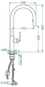 ALVEUS 1150895 - Drezová batéria s vyťahovacou sprškou ORION 44,2 cm čierna