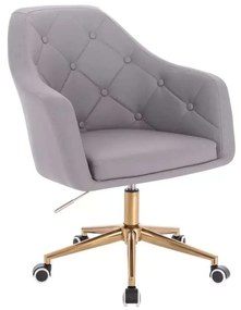 LuxuryForm DESIGN Kreslo ANDORA na zlatej podstave s kolieskami - sivé