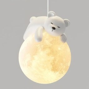Dětský závěsný lustr White Bear bílý