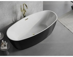 Mexen Lira, voľne stojaca vaňa, vzor, 170 x 80 cm, biela-čierna, zlatý lesklý prepad, 52831708075-50