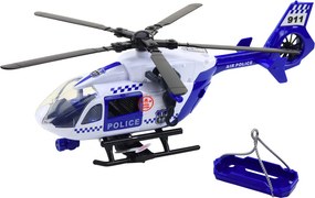 LEAN Toys Policajný vrtuľník – hák, nosidlá, svetlá, zvuky, mierka 1:12