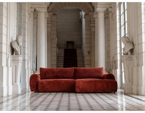 Menčestrová rozkladacia rohová pohovka v tehlovej farbe (pravý roh) Lucien – Bobochic Paris