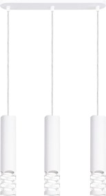 Závesné svietidlo Liro, 3x biele kovové tienidlo