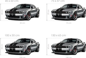 Dodge Challenger textilní prelepiteľná nálepka na stenu list 45 x 22 cm