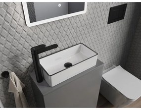 Mexen Nadia, umývadlo na dosku 46x23x12 cm, biela lesklá-čierny okraj, 21614607