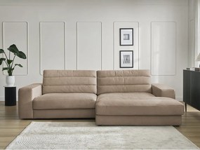 Taupe zamatová rohová pohovka (pravý roh/s leňoškou) Sierra – Bobochic Paris