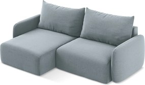 Modrá zamatová rozkladacia/s úložným priestorom rohová pohovka (ľavý roh/s leňoškou) Kalena – Makamii