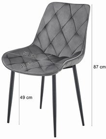 Zamatová jedálenská stolička TOR, tmavo sivá