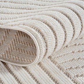 Ayyildiz, Kusový koberec Helix 2201 cream kruh, 200x200, biela, chodba / predsieň