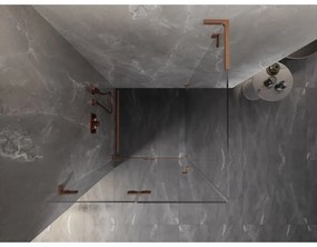 Mexen Lunar-F L, 1-krídlový sprchový kút so skladacími dverami, ľavý, 80 x 80 cm, 8mm číre sklo, medený profil, 836L-080-080-65-00-L