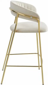 Barová stolička BADIA zamatová béžová (zlaté nohy)