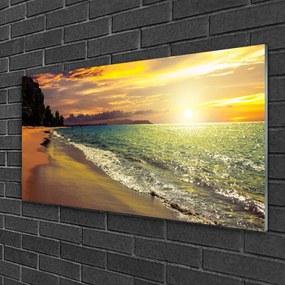 Obraz na skle Slnko pláž more krajina 140x70 cm