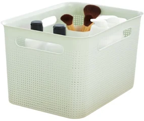 Úložný box s rúčkami BRISEN 16 l, 36 x 26,2 x 21 cm, biely S vekom / Bez veka: Bez veka