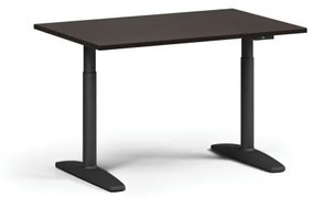 Výškovo nastaviteľný stôl OBOL, elektrický, 675-1325 mm, doska 1200x800 mm, čierna zaoblená podnož, wenge