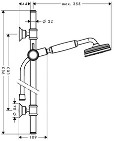 Axor Montreux - Sprchová súprava 900 mm s ručnou sprchu 1jet, kartáčovaný nikel 27982820