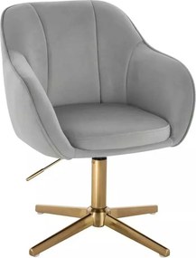 LuxuryForm DESIGN Stolička AVOLA VELUR na zlatom kríži - svetlo šedá