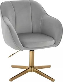 LuxuryForm DESIGN Stolička AVOLA VELUR na zlatom kríži - svetlosivá