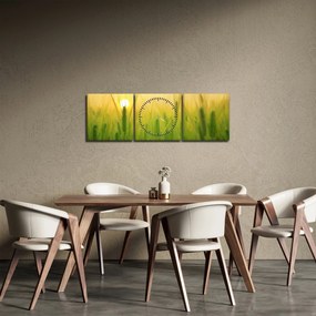 Obraz - Pole s obilím (s hodinami) (90x30 cm)