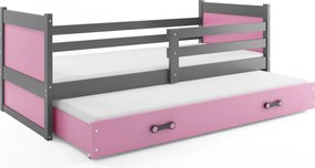 Posteľ s prístelkou RICO 2 200x90 Grafitová - Ružová