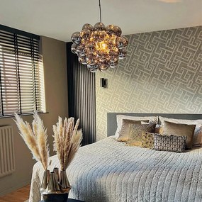 Inteligentné závesné svietidlo čierne s dymovým sklom 8-svetiel okrúhle vrátane 8 Wifi G9 - Uvas