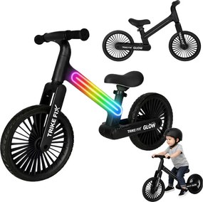 KIK Detský bežecký bicykel Fix Glow LED čierny
