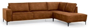 Koňakovohnedá rohová pohovka z imitácie kože (pravý roh) Copenhagen – Scandic