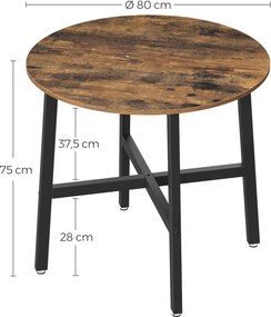 Okrúhly kuchynský stôl, malý jedálenský stôl, rustikálny hnedý