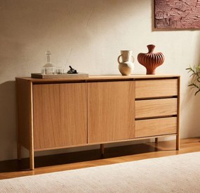 Komoda Blair 160 cm, prírodný dub, 3 zásuvky a skrinka (SB01)