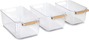 Zeller Present Sada 3ks úložných boxov BOXIFY s bambusovým madlom 34 × 18 × 12 cm
