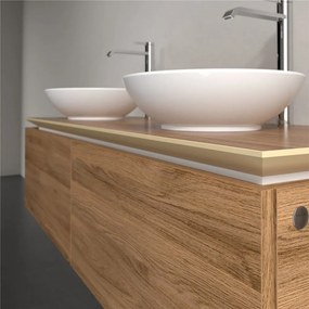 VILLEROY &amp; BOCH Legato závesná skrinka pod dve umývadlá na dosku, 2 zásuvky, 1400 x 500 x 380 mm, Oak Kansas, B59100RH