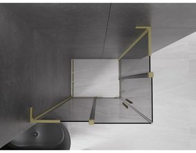 Mexen Velar L Duo, sprchový kút s posuvnými dverami 90 x 80 cm, 8mm šedé sklo, zlatá matná, 871-090-080-02-43-55