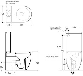 Kerasan Kerasan, FLO WC kombi misa 36x60cm, spodný/zadný odpad, biela, 311701